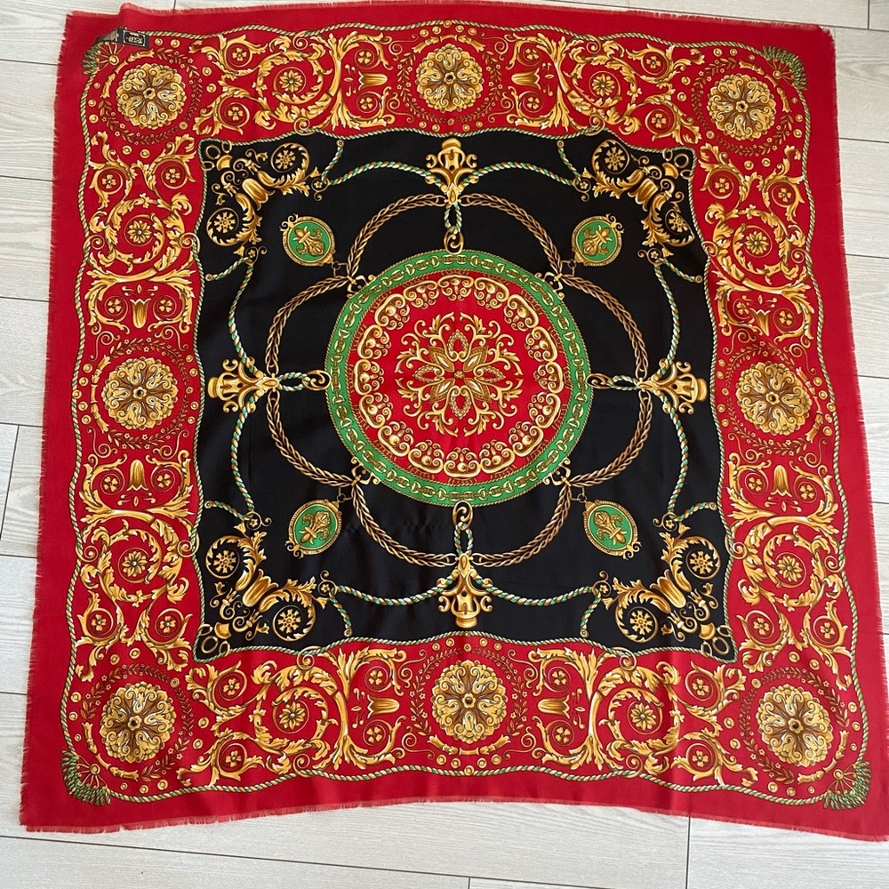 Tie Rack ‘Art of the Scarf’ Elegant Red and Black Patterned Scarf Made in Italy
